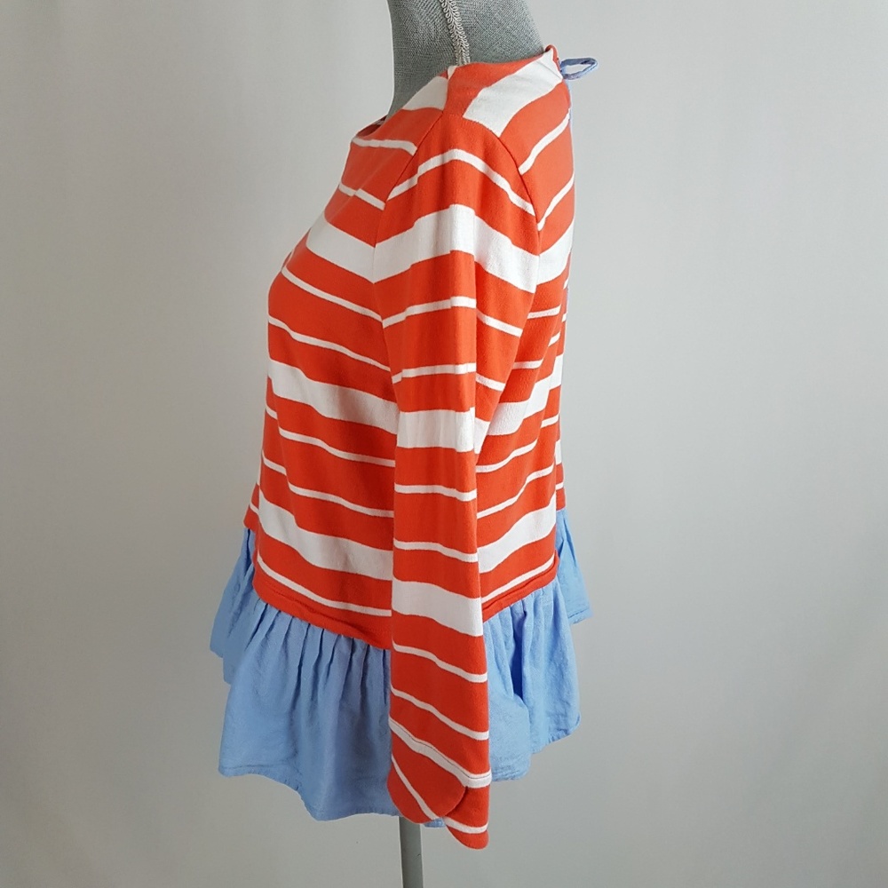 Crown & Ivy Orange Stripe Ruffle Long Sleeves Top - Picture 4 of 8